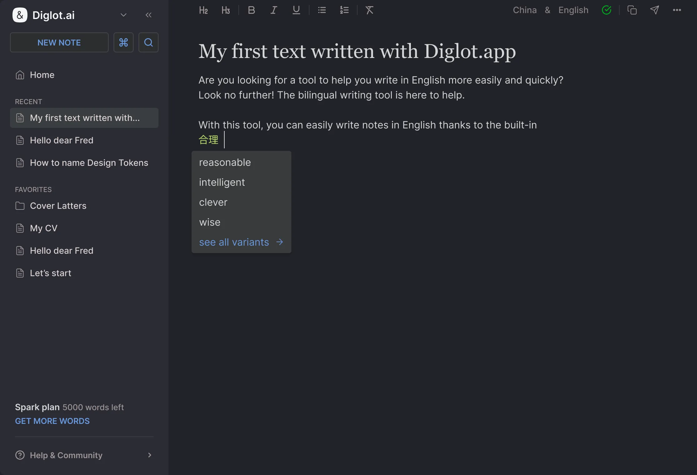 Diglot.ai workflow map inside the editor