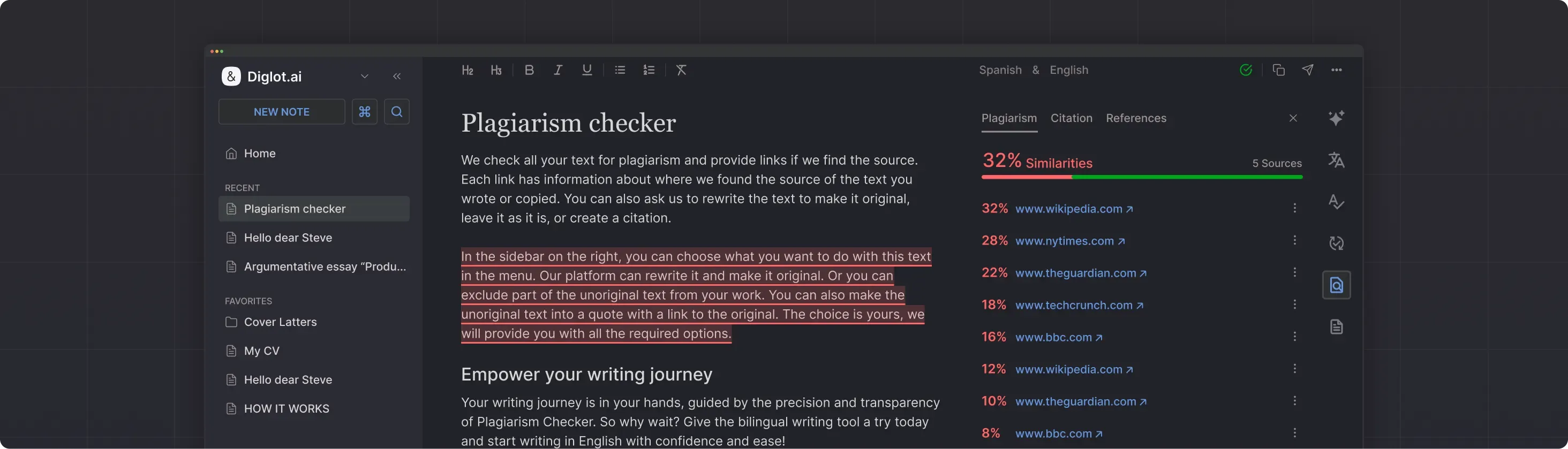 Diglot: Your All-in-One AI Solution with Paraphrase Tool for Overcoming English Writing Challenges